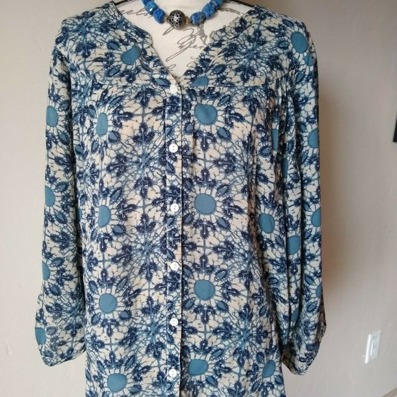 Lucky Brand Tops - Lucky Brand Boho Tunic Blouse Top 3/4 Sleeves
